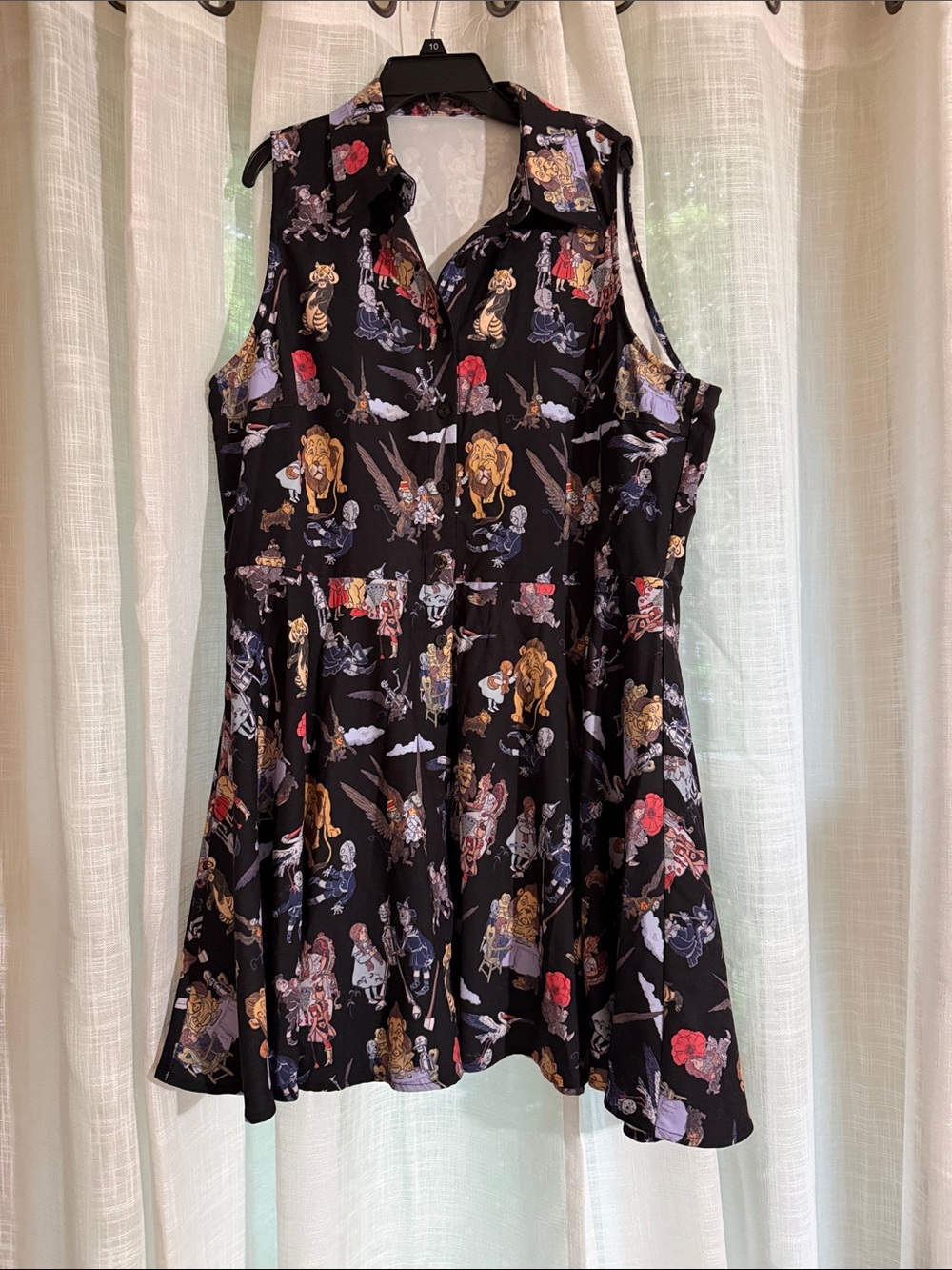 Sleeveless Black Print Fit-and-Flare Top